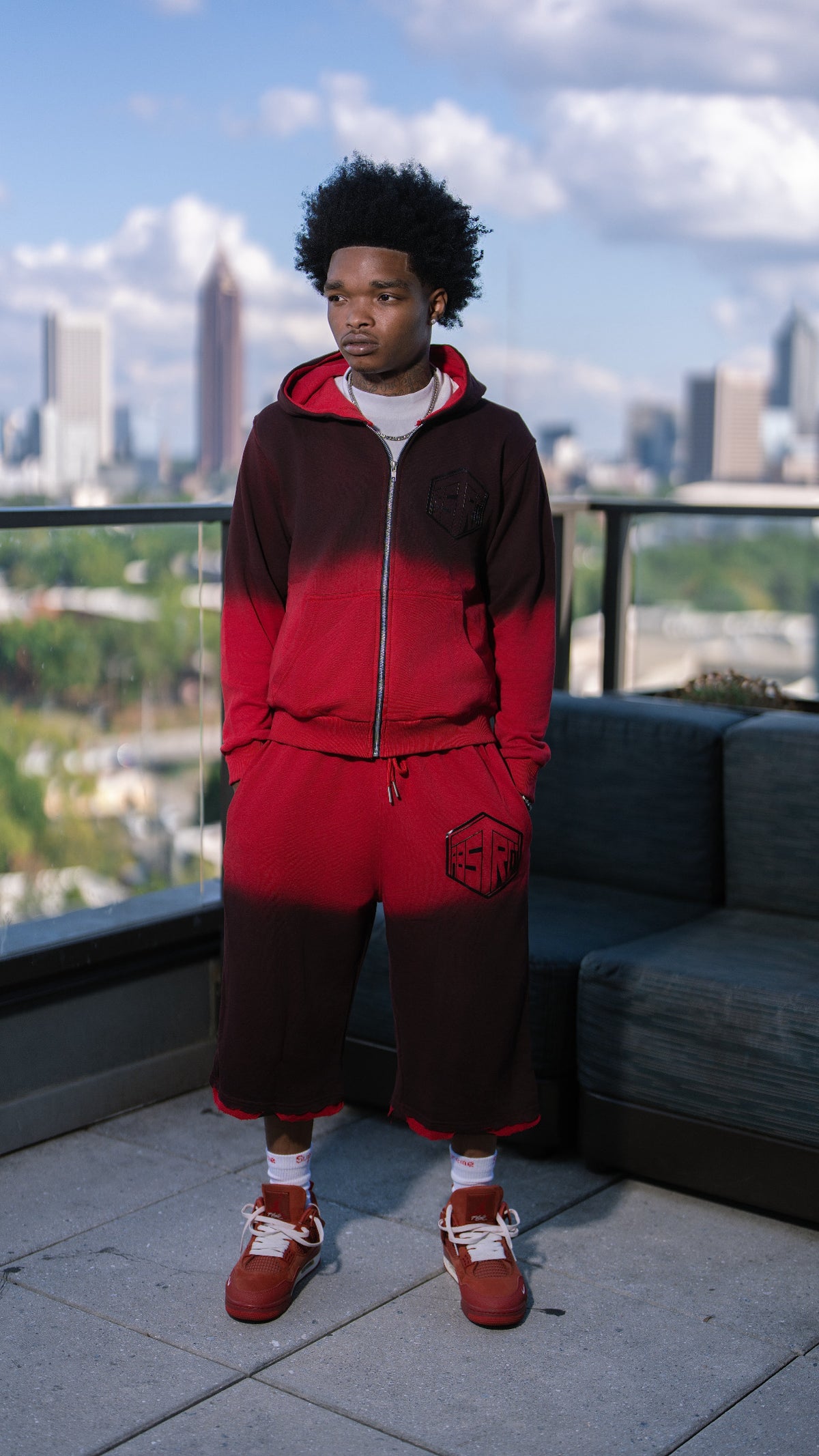 Ombre 3/4 Sweatpants (Red)