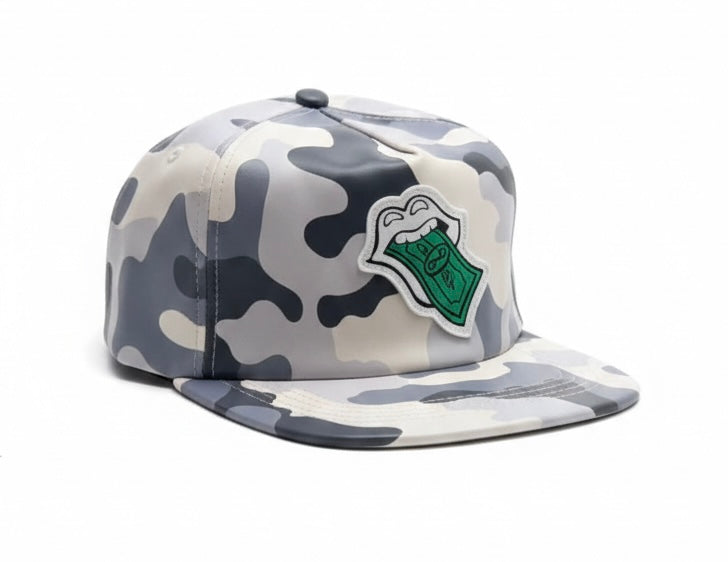 Money Talks Leather Cap (White Camo)
