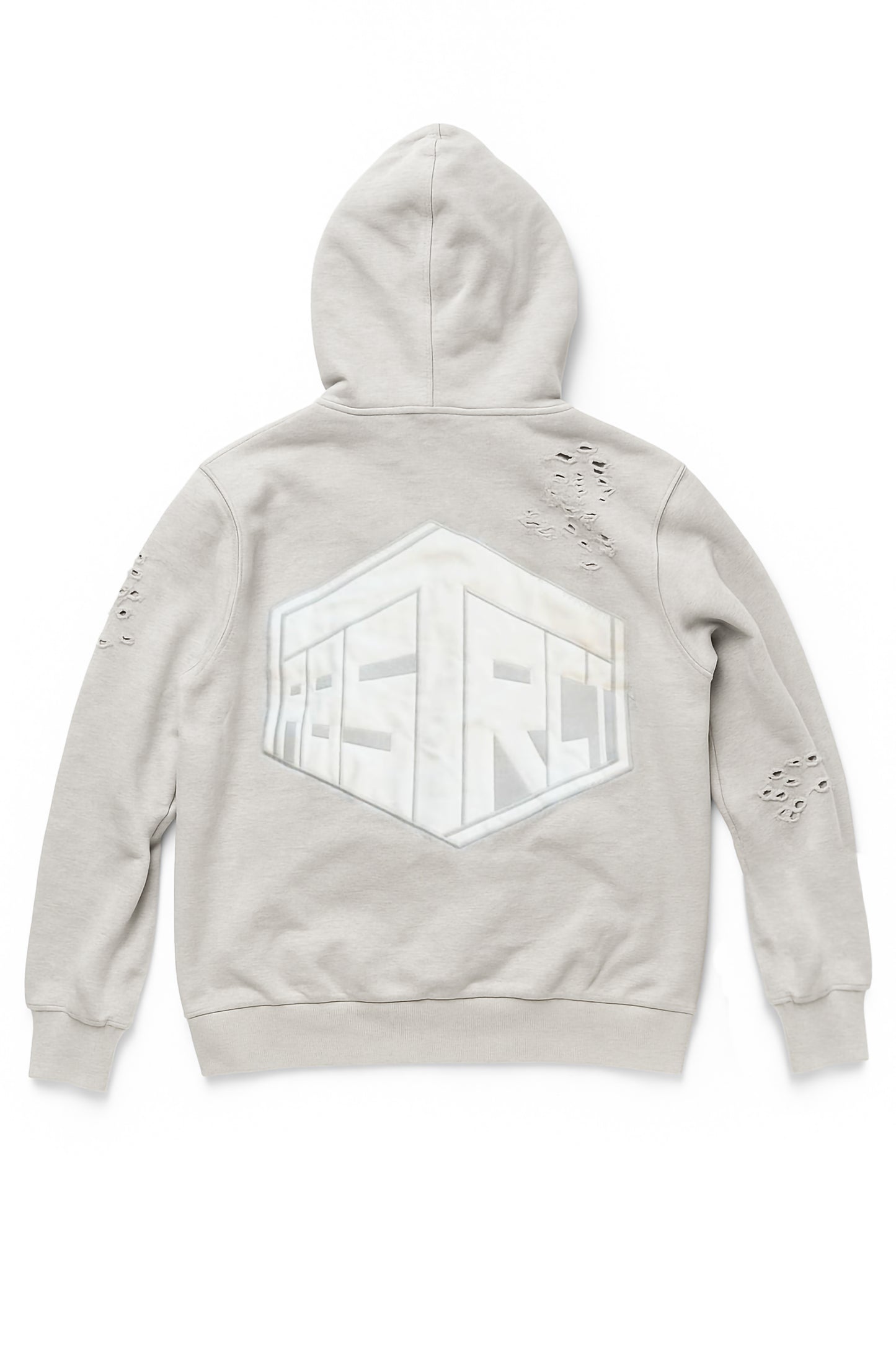 Distressed Leather Patch Zip Up (Gray)